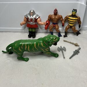 Vintage 80s MATTEL Clawful Buzz Off Ram Man Barker Cat MOTU Lot Action Figure